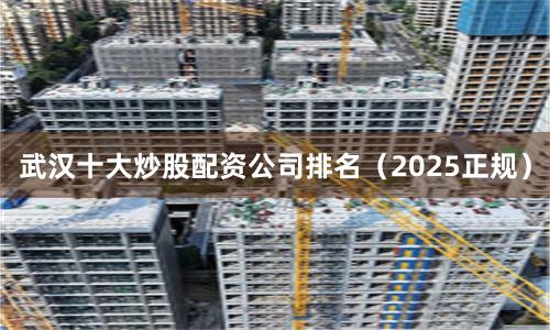武汉十大炒股配资公司排名（2025正规）